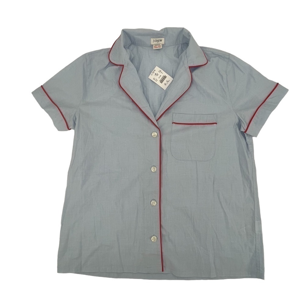 NWT J Crew Blue Red Striped Short Sleeve Pajama Shirt Size Small Women's